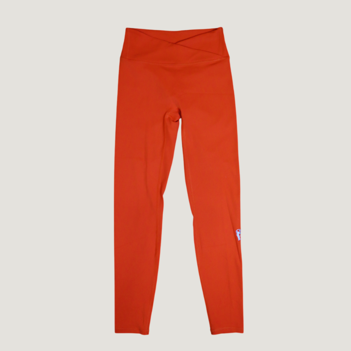 Amelia High Waist Wrap Over Leggins in Neon Orange